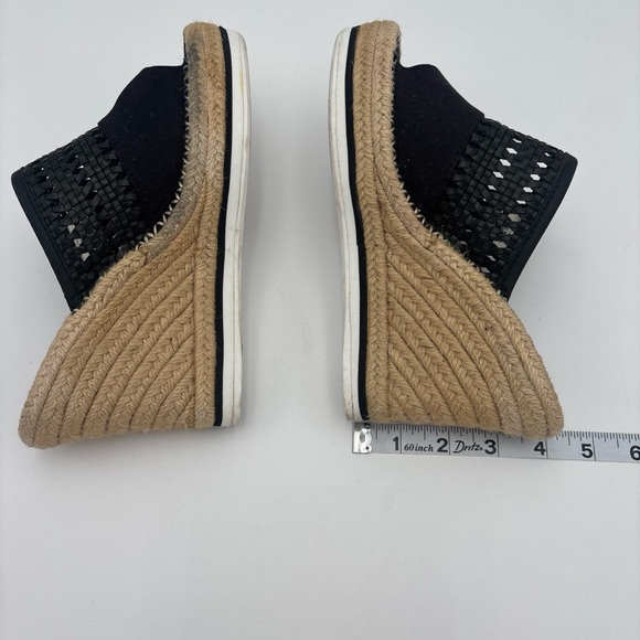 TOMS Black Woven Wedges with Tan Espadrille - Picture 8 of 12